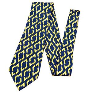Lauren Ralph Lauren Tie Mens Blue Yellow Geometric‎ LRL Silk Luxury Necktie
